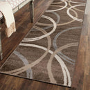 Rugshop Modern Wavy Circles Design Runner Rug 2'7" x 6' Brown by TinyTreasures Baby Boutique