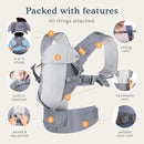 Beco Gemini Baby Carrier from Newborn to Toddler - Certified Ergonomic Newborn Baby Carrier for Infants and Children of 7-35 lbs - M Shape, Adjustable Seat, Breathable 3D Mesh (Cool Grey Geometric) by TinyTreasures Baby Boutique