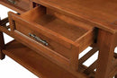 Solid Wood Console Table Entryway Table with Storage Drawers and Shelves Sofa Tables (42" Brown)
