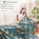 Boho Throw Blanket, 100% Cotton Ultra Soft Luxury Throw Rustic Quilt, 60"x80" Floral Printed Farmhouse Decor Bed Summer Blankets, All Season Rustic Reversible Bohemian Throw for Bed - Blue by CozyNest Decor