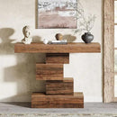 Tribesigns 42.5" Farmhouse Console Table, Narrow Wood Sofa Table Behind Couch with Geometric Base, Industrial Entryway Accent Table for Living Room, Hallway, Entrance (Rustic Brown) by CozyNest Decor