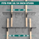 EVERHANGER Garage Wall Shelves, 12 X 48 Inch Wall Mounted Storage Shelves, Heavy Duty Metal Shelving with Hooks, 2 Pack, Black by GreenHaven Gardens