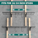 EVERHANGER Garage Wall Shelves, 12 X 48 Inch Wall Mounted Storage Shelves, Heavy Duty Metal Shelving with Hooks, 2 Pack, Black by CozyNest Decor