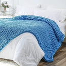 Bigacogo Chunky Knit Throw Blanket for Couch, 51x63 inches, 100% Hand Knitted with Thick Jumbo Chenille Yarn, Cozy Soft Large Rope Knot Cable Crochet Blankets for Sofa Bed Living Room, Bright Blue by CozyNest Decor