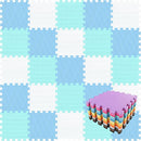 qqpp EVA Rubber 18 Tiles Interlocking Puzzle Foam Floor Mats - Baby Play Mat for Playing | Exercise Mat for Home Workout. White, Blue, Green. QC-AGHb18N by TinyTreasures Baby Boutique