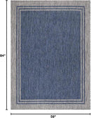 Bordered Outdoor Rug 5x7 Washable Outside Carpet for Indoor Patio Porch Waterproof Easy Cleaning Non Shedding Area Rugs Navy 5 x 7 by CozyNest Decor