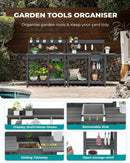 SERWALL Potting Bench Set of 2 Outdoor Potting Table with Sink, HDPE Potting Benches for Outside Gardening Table All Weather Use- Gray by GreenHaven Gardens