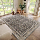 Washable 6x9 Area Rugs for Living Room, Boho Non-Slip Silicone Backing Large Rugs for Bedroom Dining Room Nursery Office, 0.3" Neutral Oriental Throw Carpet with 0.16" Cushioning Pad, Black/Multi by TinyTreasures Baby Boutique