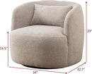 KINWELL 34" Wide Boucle Swivel Barrel Chairs Set of 2, No Assembly Round Upholstered Armchairs Accent Chairs Single Sofa Chair with Toss Pillow for Living Room and Bedroom, Taupe by CozyNest Decor