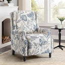 UIXE Pushback Recliner Chair, Push Back Accent Chair Fabric Upholstered Armchair for Living Room, Rivet Trim Home Theater Single Sofa Bedroom Reading Seat - Blue Plants by CozyNest Decor