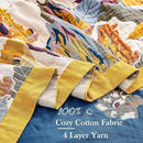 Boho Throw Blanket, 100% Cotton Ultra Soft Luxury Throw Rustic Quilt, 80"x90" Floral Bird Butterfly Farmhouse Decor Bed Blankets, All Season Rustic Reversible Bohemian Throw for Bed - Yellow by CozyNest Decor