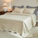 MarCielo 3-Piece 100% Cotton Oversized Bedspread Lightweight Quilt Coverlet Embroidery Farmhouse Bedding Set T0 (Yellowish Beige, Oversized Queen (100"x106")) by CozyNest Decor