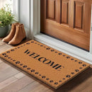 Barnyard Designs Natural Coco Coir Heavy Duty Backing Doormat - Large Cute Non-Slip Front Door Welcome Mat for Outside Entrance or Porch Entry, Brown (17x30, Welcome Paws) by CozyNest Decor