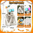 Halloween Skeleton Light Statue, Scary Resin Skull Figurines with Light Up Eyes Decorations for Home Table Kitchen Party Battery Operated Skull Lighting Changes Decor by CozyNest Decor