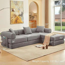107" Oversized Convertible Sleeper Sofa Bed, Corduroy L Shape Sectional Couch, Folding Sofa Bed with Side Pocket, Modern Cloud Floor Mattress Couch, Modular Sofa for Living Room, Grey by CozyNest Decor