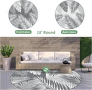 GENIMO Outdoor Rug 10' Round Waterproof for Patios Clearance, Reversible Outdoor Plastic Straw Camping Rug Carpet, Large Area Rugs Mats for RV, Camper, Deck, Balcony, Porch, Beach, Picnic, Grey&White by CozyNest Decor