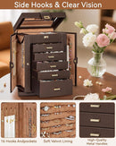 AKOZLIN 360° Rotating Jewelry Box 6-Tier Organizer Functional 360° Rotating Jewelry Storage Case for Women Girls Ring Necklace Earring Bracelet Holder with Mirror Brown by TinyTreasures Baby Boutique
