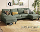 LINSY HOME Sectional Couch, 111'' W Corduroy U Shaped Sofa with Sleepable Armrests, 4 Seat Couch with Double Chaises, Deep Seat Sofa for Living Room, Army Green by CozyNest Decor