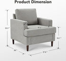 Mid-Century Accent Chair,Modern Linen Fabric Armchair for Living Room,Comfy Upholstered Reading Accent Chairs for Bedroom,Single Sofa Chair with Wood Legs (Light Grey, 2 Pack) by CozyNest Decor