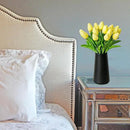 Mandy's Artificial Tulips 20 Stems Light Yellow PU Faux Flowers for Wedding Home Decor 13.5 Inch by CozyNest Decor