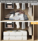 2-Pack Under Bed Storage, 6 Inches Tall Closet Organizers and Storage Bins with Sturdy Sidewalls/Bottom/4 Handles, Beige by CozyNest Decor