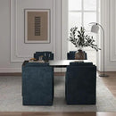 VKNOW Upholstered Dining Chairs Set of 4, Modern Kitchen Chairs Dinner Chairs with 4 Casters, Linen Armchair for Bedroom Reading Room Living Room, Navy by CozyNest Decor