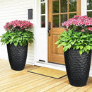 Worth Garden 24" H Tall Hammered Texture Planters Set of 2 - Matte Black Plastic Flower Pot with Drainage Holes, Modern Outdoor Indoor Lightweight Pots for Large Plants, Durable Decor Containers by GreenHaven Gardens