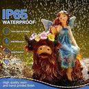 Solar Angel Garden Statue - Garden Fairy Sitting on a Highland Cow with Flowers, Butterflies and 5 LED Lights - Decorate Table, Terrace, Lawn, Birthdays, Grandma, mom by GreenHaven Gardens
