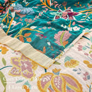 Boho Throw Blanket for Bed, 100% Cotton Soft Rustic Quilt Fall Blanket, 90"x98" Floral Printed Farmhouse Decor Bed Blankets, All Season Rustic Reversible Bohemian Throw Quilt by CozyNest Decor