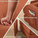 107" Oversized Convertible Sleeper Sofa Bed, Corduroy L Shape Sectional Couch, Folding Sofa Bed with Side Pocket, Modern Cloud Floor Mattress Couch, Modular Sofa for Living Room, Orange by CozyNest Decor