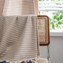 Sutuo Home Boho Curtain 84 Inches Length, Beige Stripes Print Curtain with Handmade Tassels, Rod Pocket Window Treatment Vintage Rustic Bohemian Farmhouse Drape for Bedroom 1 Panel 59" W x 84" L by CozyNest Decor