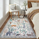 OJIA Jungle Print Washable Area Rugs 5x7, Soft Modern Rugs for Living Room Ultra-Thin Non-Shedding Bedroom Rug, Stain Resistant Neutral Area Rug Large Carpet for Dining Room Kids Nursery Playroom by CozyNest Decor