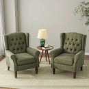 Accent Chair, Upholstered Armchair with Button Tufted High Back & Solid Wood Legs, Comfy Wingback Reading Single Sofa Chair for Small Spaces, Living Room, Bedroom (Green, Set of 1) by CozyNest Decor
