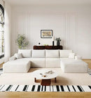 136" Sectional Couches for Living Room Modern Modular Sofa with L-Shape Couchs Upholstered Boneless Couch Deep Seat Sectional Couch with Chaise (White, Right Facing Chaise+3Seaters+Ottoman) by CozyNest Decor
