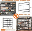 REIBII 1600LBS Storage Shelves Metal Shelving 5 Tier Wire Shelving Unit, 69.8" W Pantry Shelves Kitchen Shelves Adjustable Wire Shelf for Garage Storage Shelves, 69.8" Wx15.8 Dx72.4 H, Black by CozyNest Decor