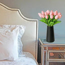 Mandy's Artificial Tulips 20 Stems Light Pink PU Faux Flowers for Wedding Home Decor 13.5 Inch by CozyNest Decor