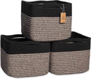 NaturalCozy Storage Cubes 9”x9”x7”Cotton Rope Woven Baskets for Organizing 3-Pack | 9 Inch Cube Storage Bin | Small Basket for Shelf Nursery, Pantry, Decorative Plant, Bathroom Closet, Toy Gift by TinyTreasures Baby Boutique
