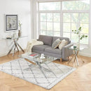 Modern Style Square Side Table with Tempered Glass Top and Metal Tubular Legs, Silver 20”Dx20”Wx22”H by CozyNest Decor