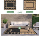 GENIMO Outdoor Rug 8' x 10' Patio Waterproof, Foldable Reversible Plastic Straw Area Rugs Mat for Camper Decor, Outside Carpet for Rv, Deck, Porch, Picnic, Beach, Balcony, Black & Brown by CozyNest Decor