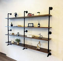Industrial Pipe Wall Shelves With Real Wood Plank, 70 Inches Floating Shelves for Wall, 4 Tier Farmhouse Book Shelves, Dark Brown for Kitchen, Living Room Decor and Bar by CozyNest Decor