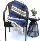Del Mex Classic Mexican Blanket, Large Authentic Woven Falsa Throw (70"x50"), Artisan Southwest Décor for Beach, Yoga, Outdoors (Blue) by CozyNest Decor