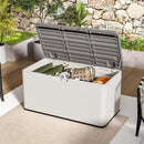 Premium Pro Edition 100 Gallon Lockable Resin Deck Box, Waterproof & UV-Resistant Outdoor Storage Box for Outdoor Cushion Storage, Garden Tools & Pool Accessories Storage, White by GreenHaven Gardens