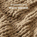 Chunky Knit Throw Blanket, 30''*40'' Knitted Throw Chenille Yarn for Bed Couch, Handmade Light Brown Crochet Big Thick Blanket, Machine Washable Cute Comfy Blanket for Home Decor by CozyNest Decor