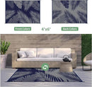 GENIMO Outdoor Rug 4' x 6' Waterproof for Patios Clearance, Reversible Outdoor Plastic Straw Camping Rug Carpet, Large Area Rugs Mats for RV, Camper, Deck, Balcony, Porch, Beach, Picnic Navy Blue&Grey by CozyNest Decor