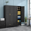 75" Kitchen Pantry Cabinet with Drawer, Metal Storage Cabinets with Doors and Adjustable Shelves, Black Tall Pantry Cabinet for Dinning Living Room, Home Office by CozyNest Decor