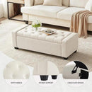 48" Ottoman with Storage, Storage Ottoman Bench with Safety Hinge, Upholstered Entryway Bench with Seating for Bedroom, Living Room, Holds up to 330 lb, Beige by CozyNest Decor