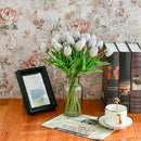 Mandy's Artificial Tulips 20 Stems Silver Grey PU Faux Flowers for Wedding Home Decor 13.5 Inch by CozyNest Decor
