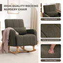 Rocking Chair with Ottoman, Upholstered Nursing Glider Rocker with High Backrest and Side Pocket, Comfy Reading Chair with Solid Wood Legs for Nursery/Living Room/Bedroom Green by TinyTreasures Baby Boutique