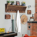 WEBI Coat Rack Wall Mount with Shelf,8 Peg Hooks,34" Long Rustic Entryway Wall Shelf with Hooks Underneath for Hanging Coats,Clothes,Bathroom,Rustic Brown by CozyNest Decor