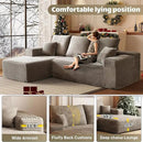 HYJT-H&K Modular Sectional Sofa Cloud Couch, 107" Comfy L Shaped Sectional Couches for Living Room, Deep Seat Memory Foam Plush Fluffy Corduroy Boneless Couch Sectionals Left Facing Sofa Chaise Brown by CozyNest Decor
